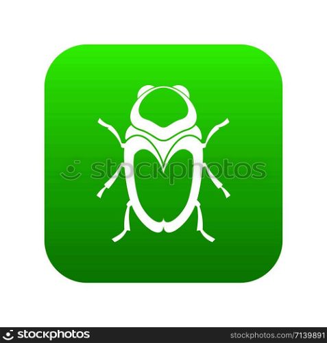 Scarab beetle icon digital green for any design isolated on white vector illustration. Scarab beetle icon digital green