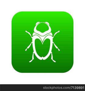 Scarab beetle icon digital green for any design isolated on white vector illustration. Scarab beetle icon digital green