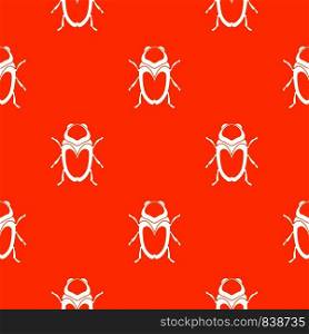 Scarab beetle pattern repeat seamless in orange color for any design. Vector geometric illustration. Scarab beetle pattern seamless