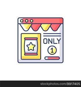 Scarcity marketing RGB color icon. Marketing model that capitalises on a customers fear of missing out on some products. Isolated vector illustration. Scarcity marketing RGB color icon