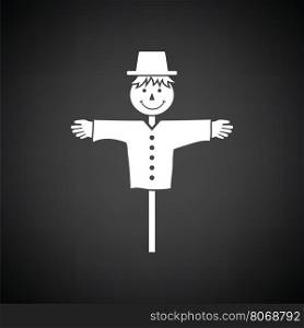 Scarecrow icon. Black background with white. Vector illustration.