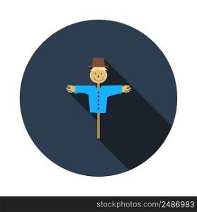 Scarecrow Icon. Flat Circle Stencil Design With Long Shadow. Vector Illustration.