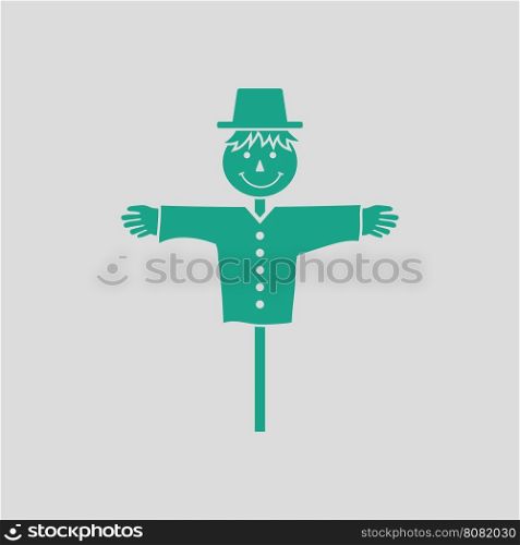 Scarecrow icon. Gray background with green. Vector illustration.