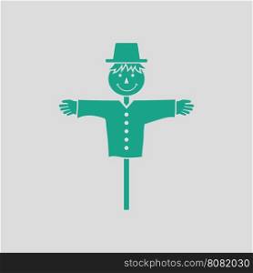 Scarecrow icon. Gray background with green. Vector illustration.
