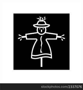 Scarecrow Icon, Mannequin, Decoy Shape Of A Human To Scare Birds From Fields Vector Art Illustration