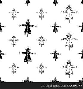 Scarecrow Icon Seamless Pattern, Mannequin, Decoy Shape Of A Human To Scare Birds From Fields Vector Art Illustration