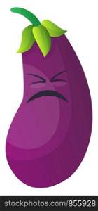 Scared cartoon eggplant illustration vector on white background