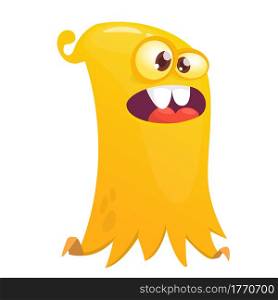 Scared cartoon flying monster. Vector illustration of funny ghost character