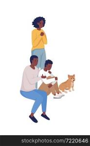 Scared family members semi flat color vector characters. Posing figures. Full body people on white. Nervous anticipation isolated modern cartoon style illustration for graphic design and animation. Scared family members semi flat color vector characters