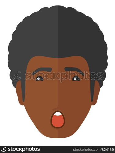 Scared man with open mouth vector flat design illustration isolated on white background. . Scared man with open mouth.