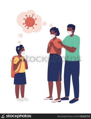 Scared of coronavirus parents semi flat color vector character. Family figure. Full body people on white. After covid isolated modern cartoon style illustration for graphic design and animation. Scared of coronavirus parents semi flat color vector character