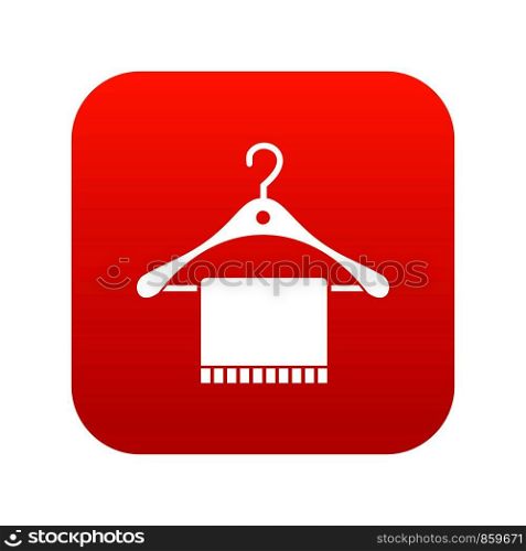 Scarf on coat hanger icon digital red for any design isolated on white vector illustration. Scarf on coat hanger icon digital red