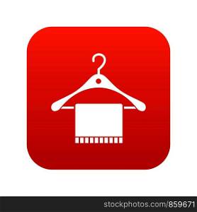 Scarf on coat hanger icon digital red for any design isolated on white vector illustration. Scarf on coat hanger icon digital red