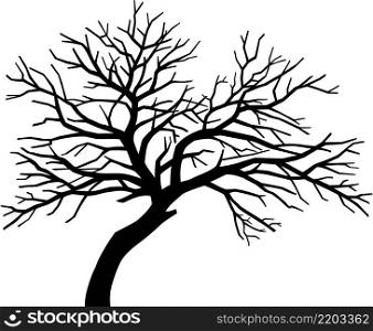 Scary bare black tree silhouette without leaves