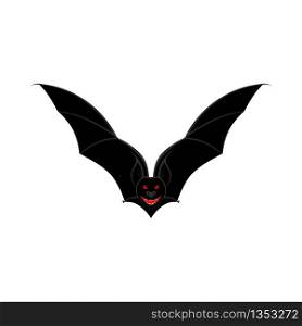 Scary Bat Over White Background for Creating Halloween Designs. Vector illustration.