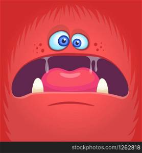 Scary cartoon angry monster face avatar. Halloween vector illustration of monster mask. Isolated