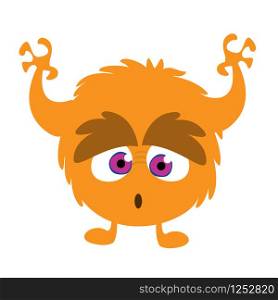 Scary cartoon monster. Vector orange monster illustration