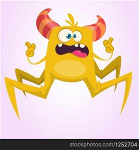 Scary cartoon spider monster. Vector illustration