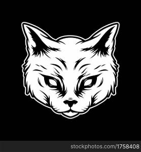 Scary cat head illustration vector