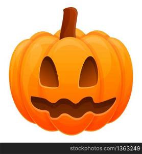 Scary cute pumpkin icon. Cartoon of scary cute pumpkin vector icon for web design isolated on white background. Scary cute pumpkin icon, cartoon style