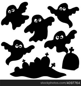 Scary ghosts silhouettes collection - vector illustration.