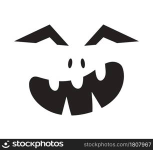 Scary Halloween face vector. Halloween pumpkin or ghost grimace. Terrible eyes and mouth with a silhouette style. Emotion of skeleton for makeup, a night party.. Scary Halloween face vector. Halloween pumpkin or ghost grimace.