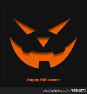 scary halloween ghost face in paper cut style background