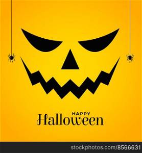 scary halloween pumpkin face on yellow background
