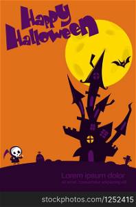 Scary haunted castle. Halloween background illustration