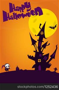 Scary haunted castle. Halloween background illustration