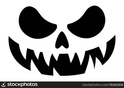 Scary pumpkin face. Sharp teeth. Black silhouette. Vector illustration. Scary pumpkin face. Sharp teeth. Black silhouette
