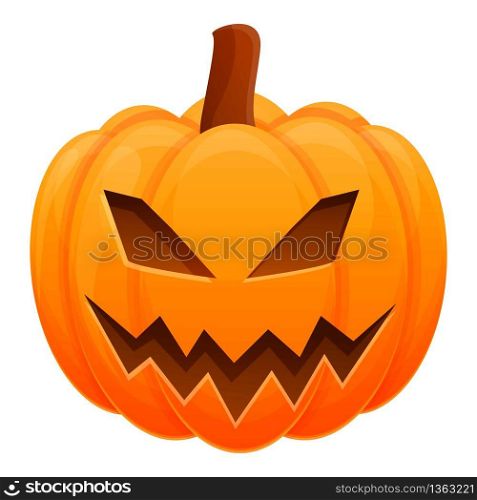 Scary pumpkin icon. Cartoon of scary pumpkin vector icon for web design isolated on white background. Scary pumpkin icon, cartoon style
