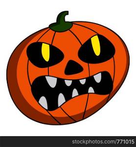 Scary pumpkin icon. Cartoon of scary pumpkin vector icon for web design. Scary pumpkin icon, cartoon style