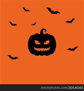 scary pumpkins with bats background illustration design