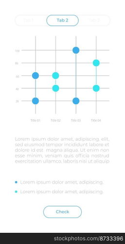 Scattered plot UI element template. Editable isolated vector dashboard component. Flat user interface. Visual data presentation. Web design widget for mobile application with light theme. Scattered plot UI element template