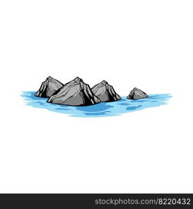 Scenes of stone and river vector illustration