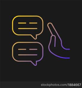 Sceptical view vector icon for dark theme. Scepticism. Doubting mindset. Scientific and religious scepticism. Thin line color symbol. Modern style pictogram. Vector isolated outline drawing. Sceptical view vector icon for dark theme