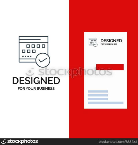 Schedule, Approved, Business, Calendar, Event, Plan, Planning Grey Logo Design and Business Card Template
