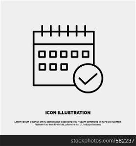 Schedule, Approved, Business, Calendar, Event, Plan, Planning Line Icon Vector