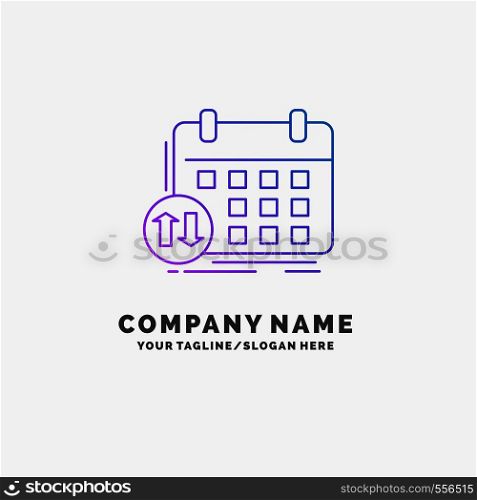 schedule, classes, timetable, appointment, event Purple Business Logo Template. Place for Tagline. Vector EPS10 Abstract Template background