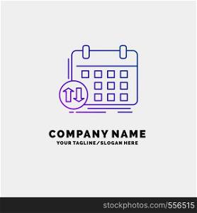 schedule, classes, timetable, appointment, event Purple Business Logo Template. Place for Tagline. Vector EPS10 Abstract Template background