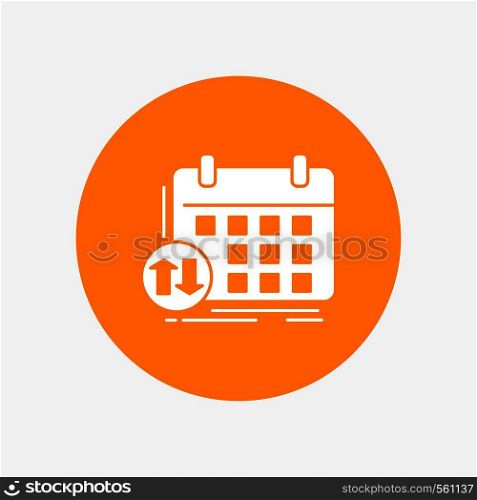 schedule, classes, timetable, appointment, event White Glyph Icon in Circle. Vector Button illustration. Vector EPS10 Abstract Template background
