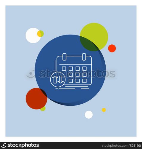 schedule, classes, timetable, appointment, event White Line Icon colorful Circle Background. Vector EPS10 Abstract Template background