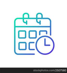 Schedule gradient linear vector icon. Planning activities. Events calendar. Impending deadlines. Appointment scheduling. Thin line color symbol. Modern style pictogram. Vector isolated outline drawing. Schedule gradient linear vector icon