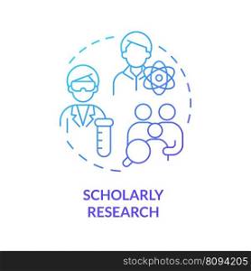 Scholarly research blue gradient concept icon. Historical study. Genealogical research motivation abstract idea thin line illustration. Isolated outline drawing. Myriad Pro-Bold font used. Scholarly research blue gradient concept icon