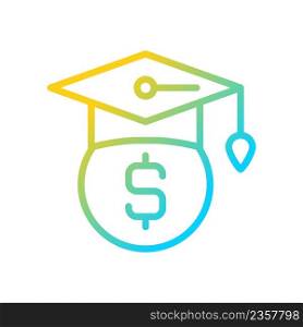 Scholarship gradient linear vector icon. Financial support for student. Bonus for outstanding academic result. Thin line color symbol. Modern style pictogram. Vector isolated outline drawing. Scholarship gradient linear vector icon