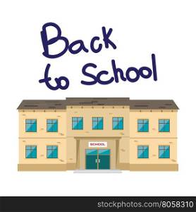 School and education. Building on white isolated background. Flat cartoon style vector illustration.