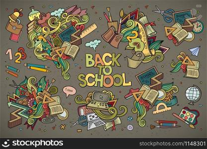 School and education doodles hand drawn vector symbols and objects. School and education doodles hand drawn vector symbols