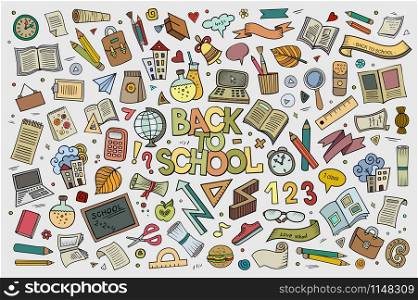 School and education doodles hand drawn vector symbols and objects. School and education doodles hand drawn vector symbols