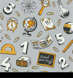School And Education Doodles Seamless Pattern Vector